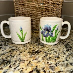 CIPA Porcellana Italy Vintage Blue Geese Coffee Tea Cups or Mugs Set of 2 - 8 Oz